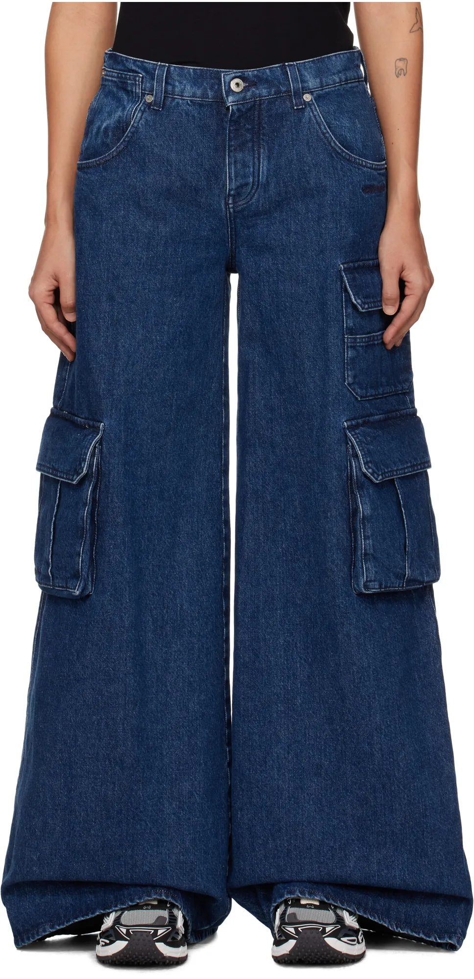 Logo Patch Wide Leg Jeans