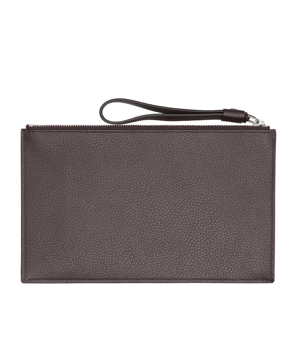 Logo-Lettering Leather Clutch