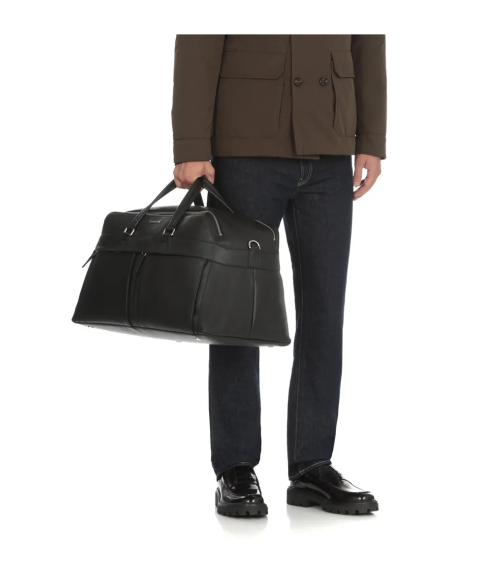 Logo Plaque Leather Holdall Bag