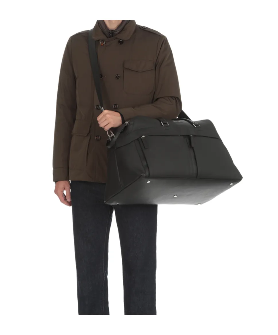 Logo Plaque Leather Holdall Bag
