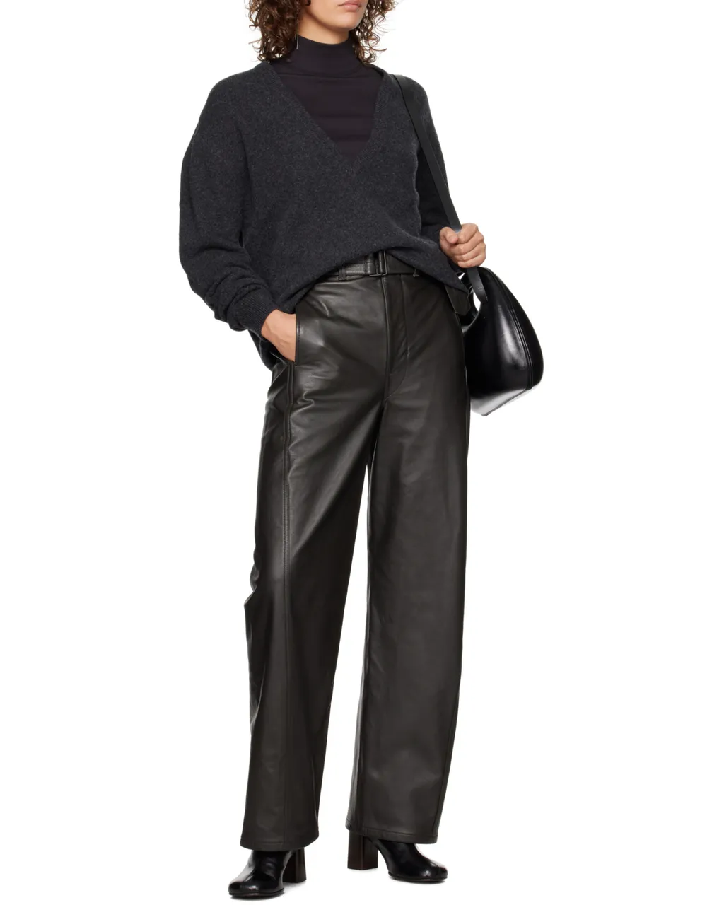 Curved Leg Leather Pants