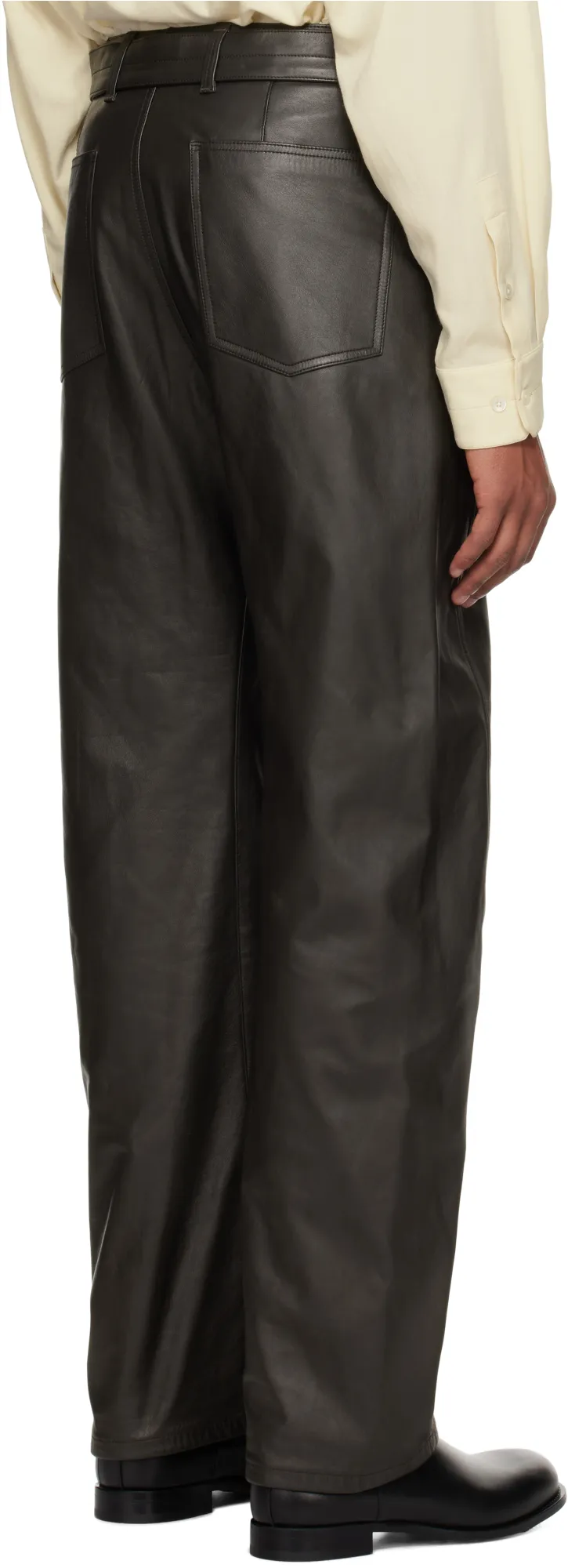 Curved Leg Leather Pants