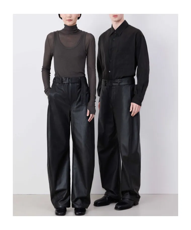Curved Leg Leather Pants