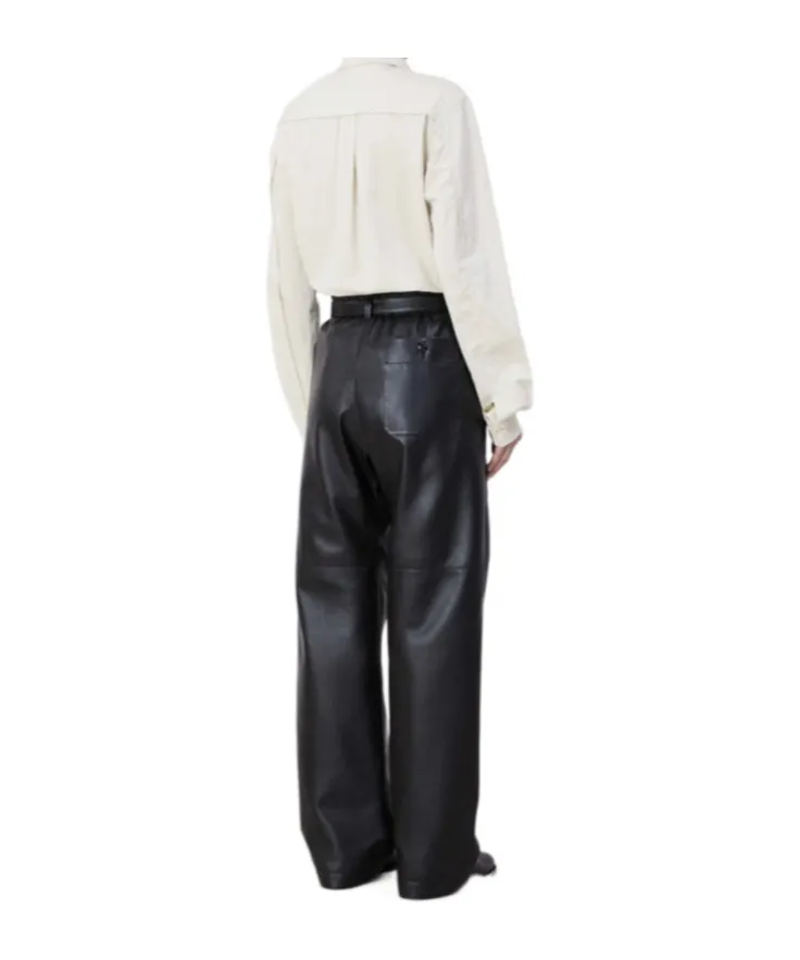 Pleat Detailed Belted Straight Leg Pants