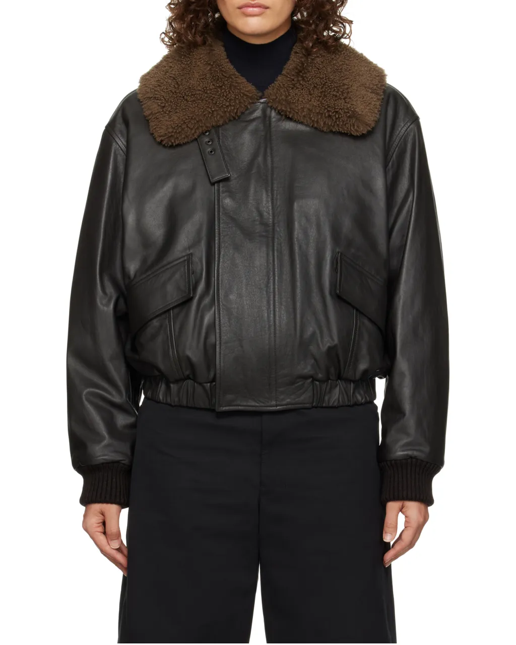 Relaxed Fit Leather Blouson