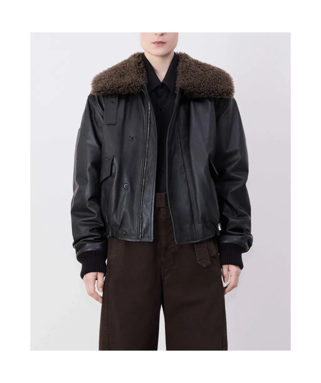 Relaxed Fit Leather Blouson