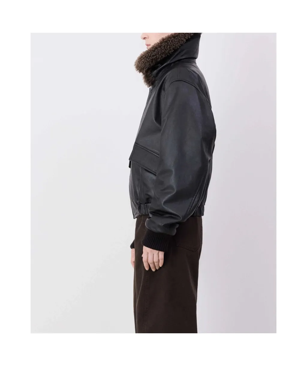 Relaxed Fit Leather Blouson