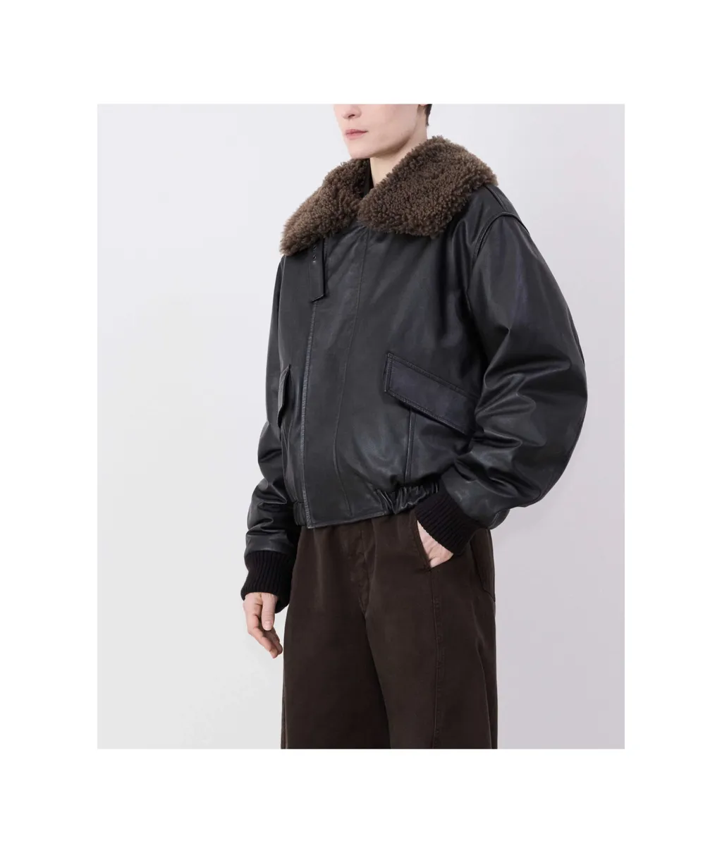 Relaxed Fit Leather Blouson