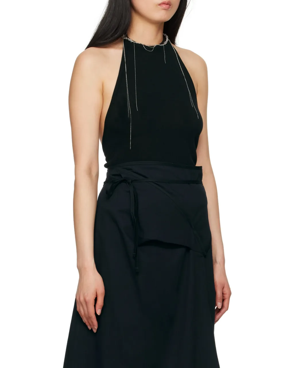 Open-Back Ribbed Halterneck Top
