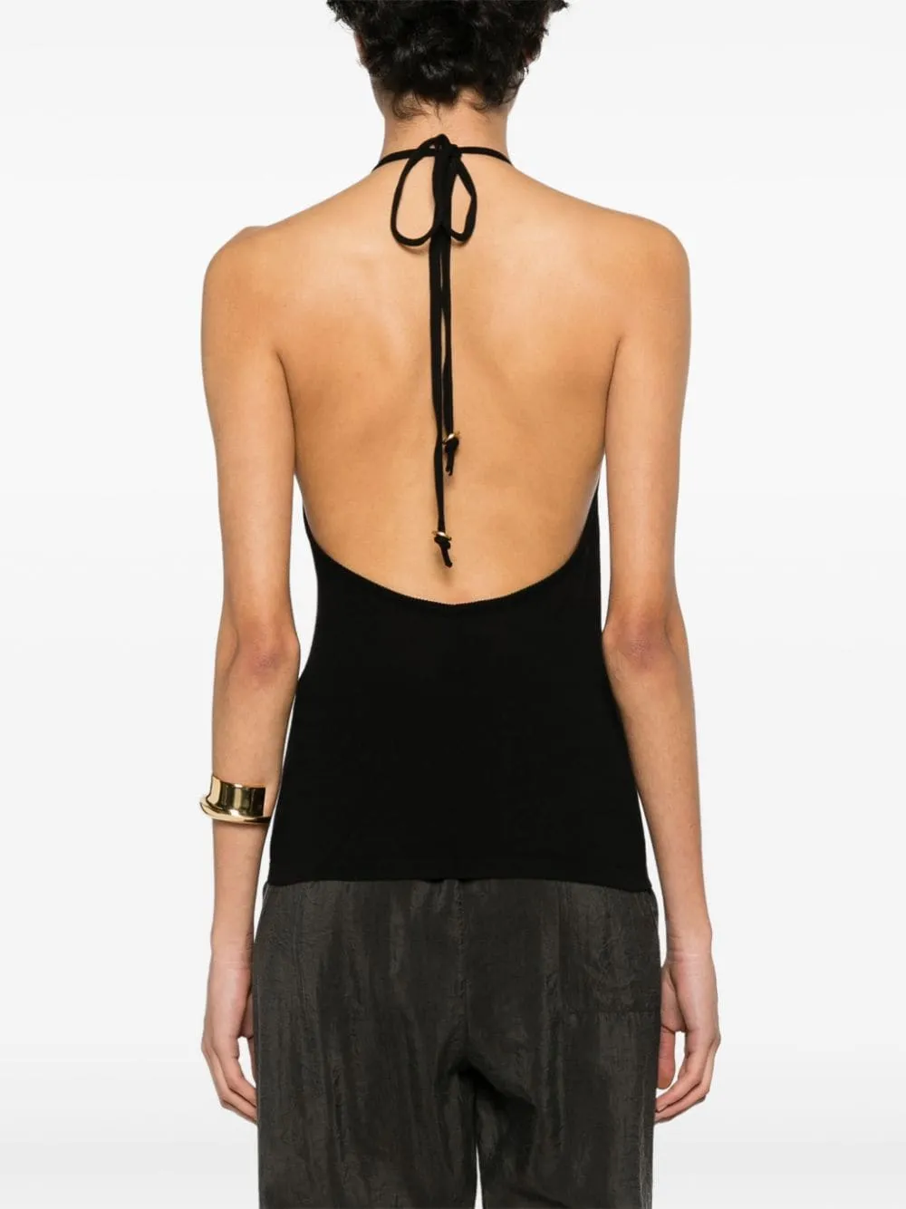Open-Back Ribbed Halterneck Top