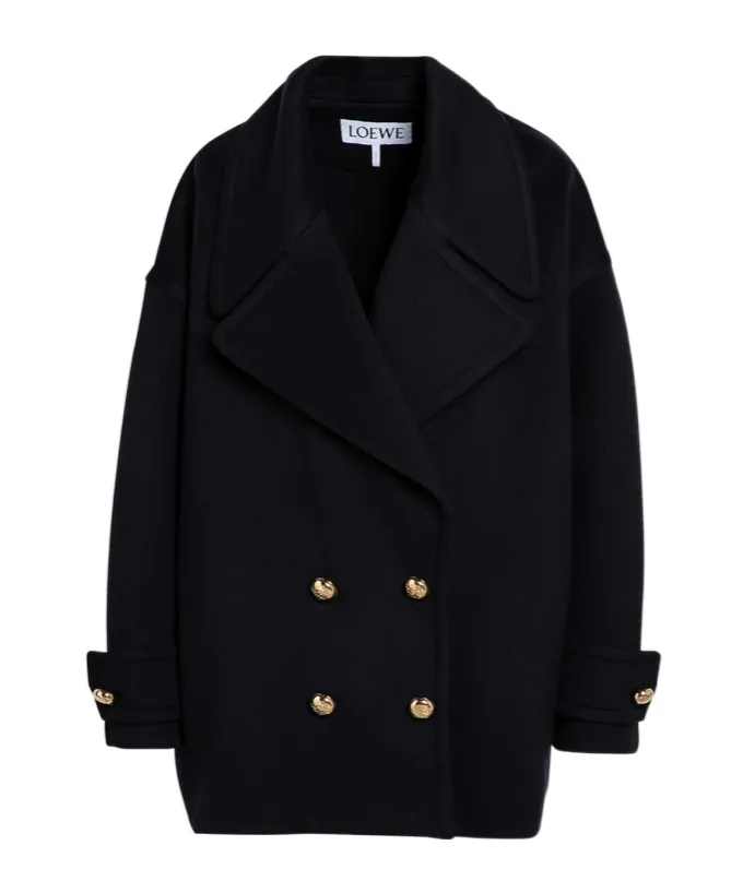 Double-Breasted Short Peacoat