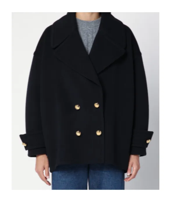 Double-Breasted Short Peacoat