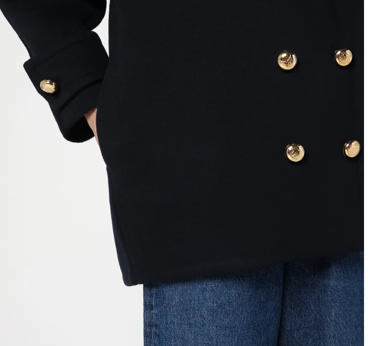 Double-Breasted Short Peacoat