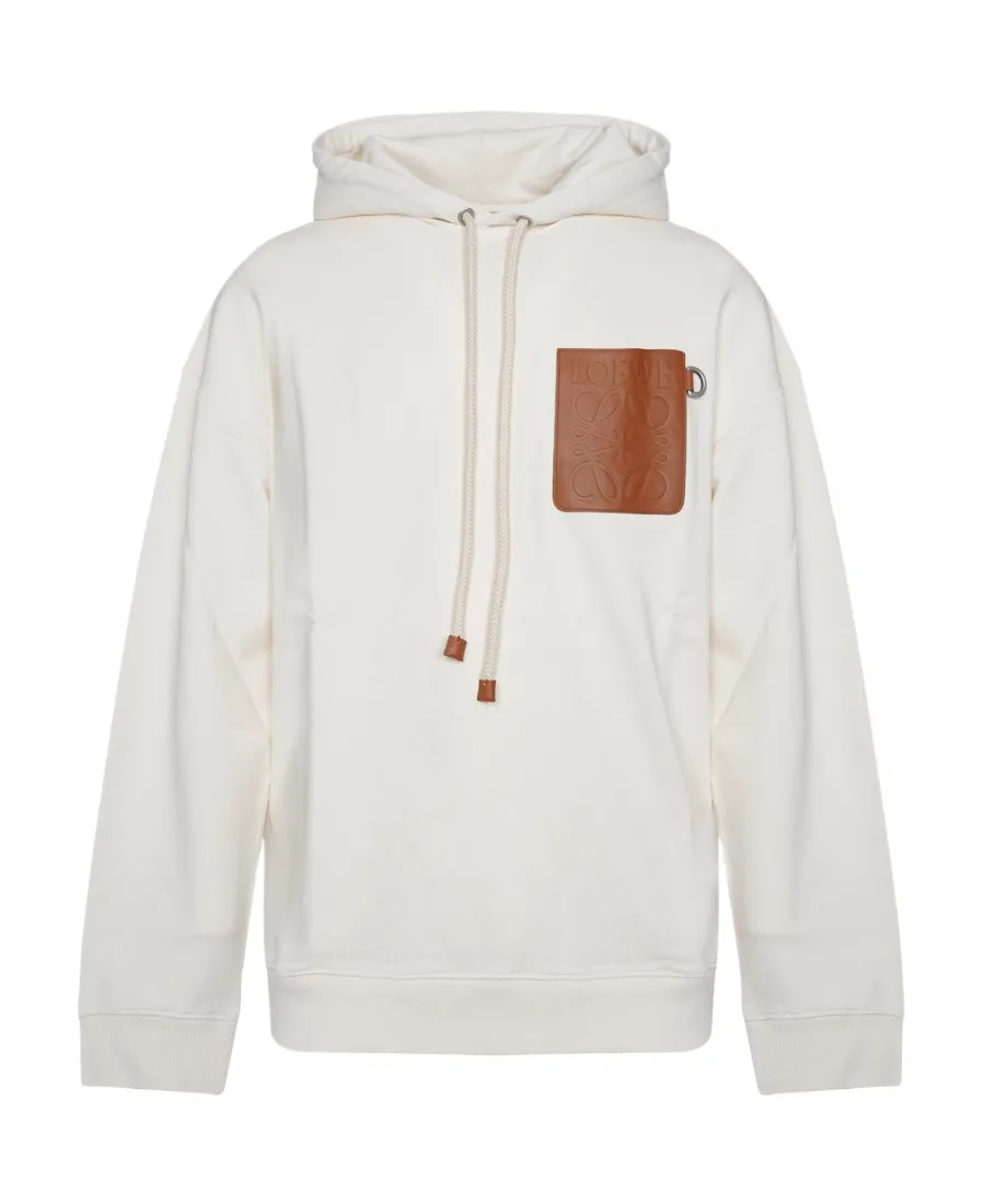 Anagram Leather Patch Hoodie In Cotton