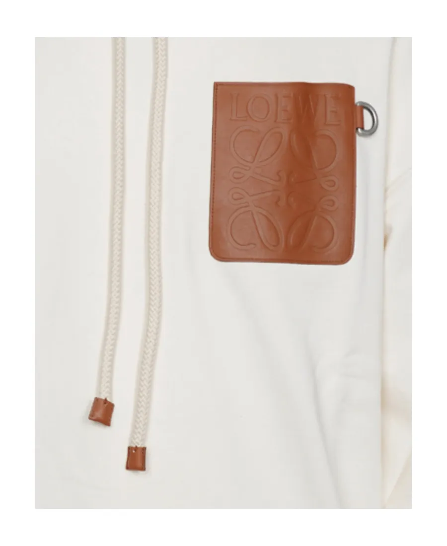 Anagram Leather Patch Hoodie In Cotton