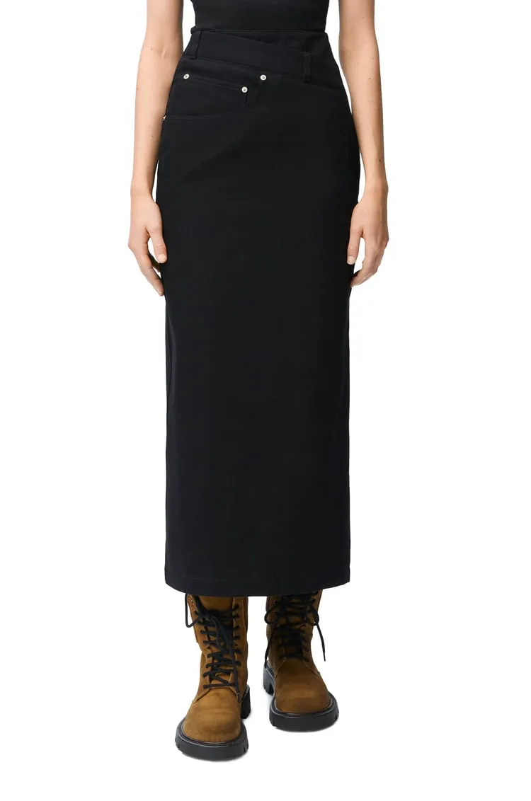 Deconstructed-Designed Denim Midi Skirt