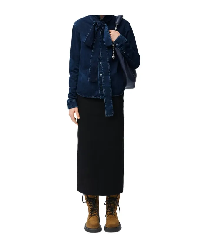 Deconstructed-Designed Denim Midi Skirt