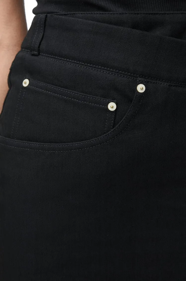 Deconstructed-Designed Denim Midi Skirt