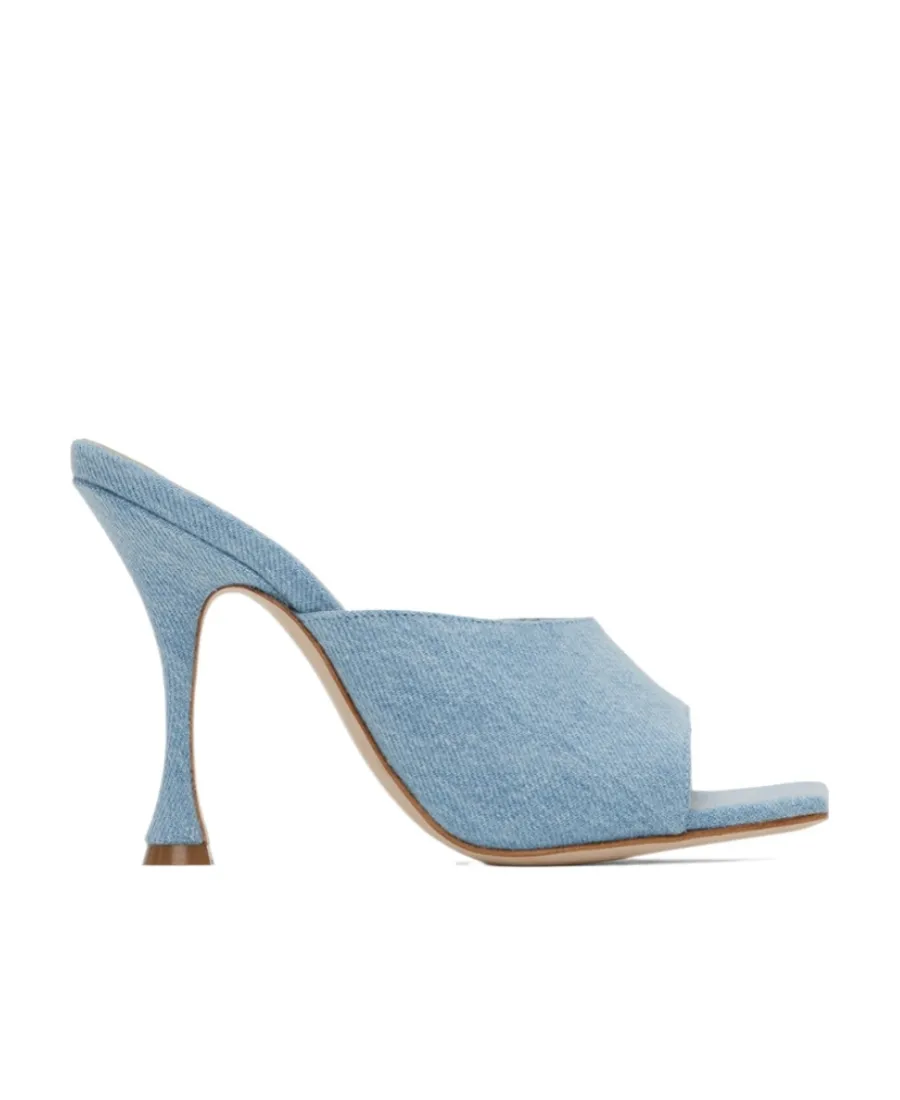 105Mm Open-Toe Denim Mules
