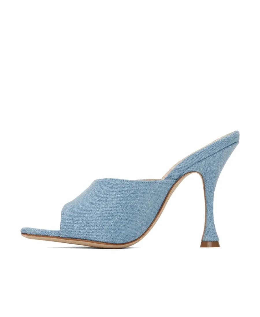 105Mm Open-Toe Denim Mules