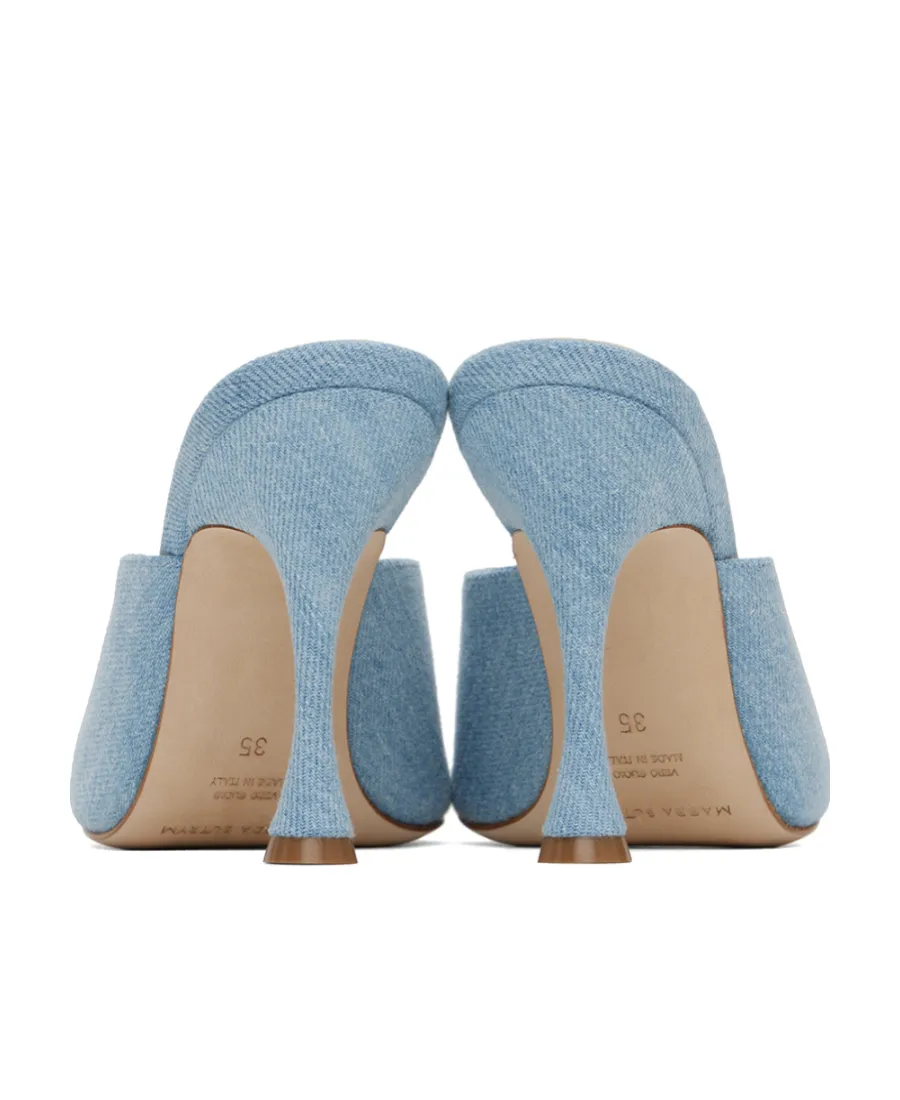 105Mm Open-Toe Denim Mules