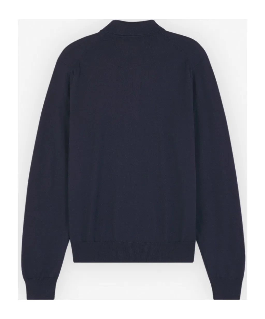 Fox Head Patch Fine-Knit Polo Shirt