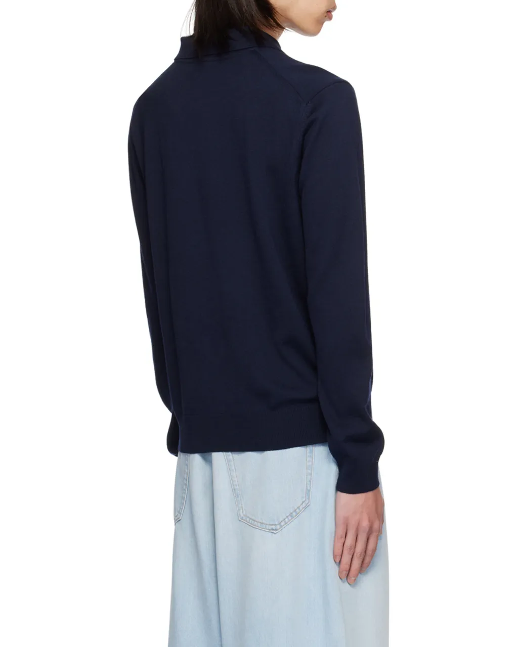 Fox Head Patch Fine-Knit Polo Shirt