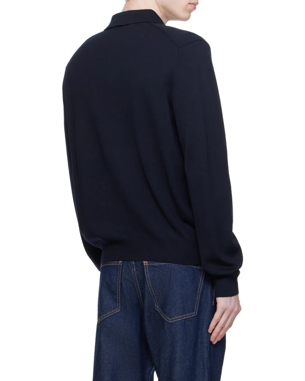 Fox Head Patch Fine-Knit Polo Shirt
