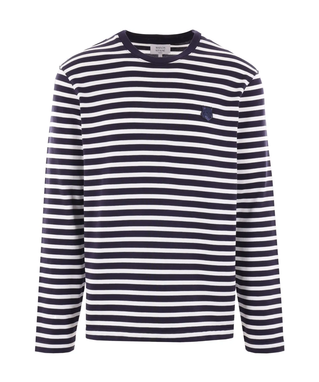 Bold Fox Head Patch Striped T-Shirt