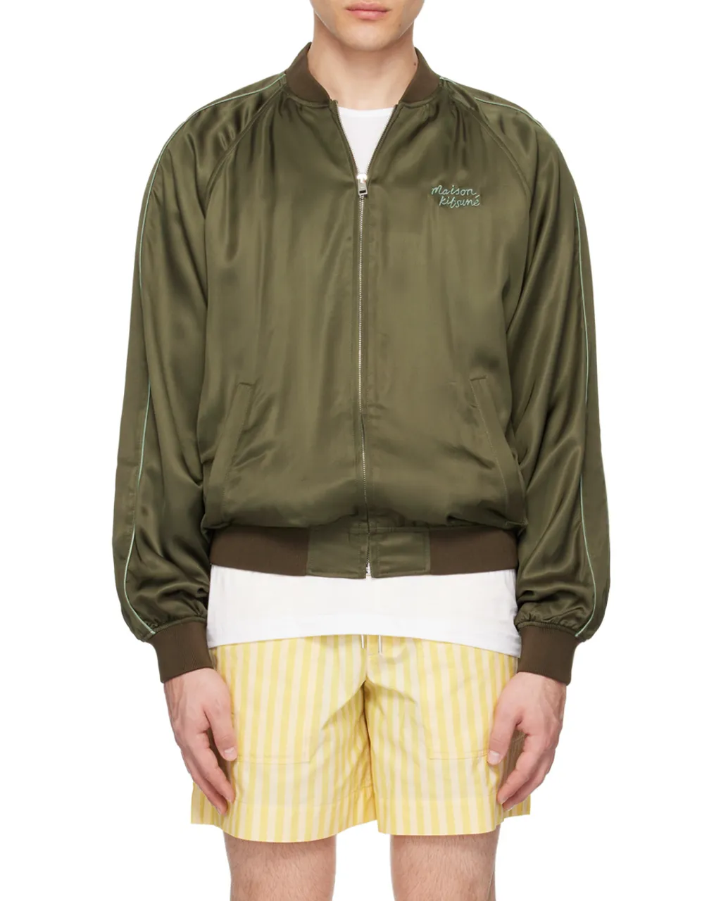 Logo Embroidered Zipper Casual Jacket