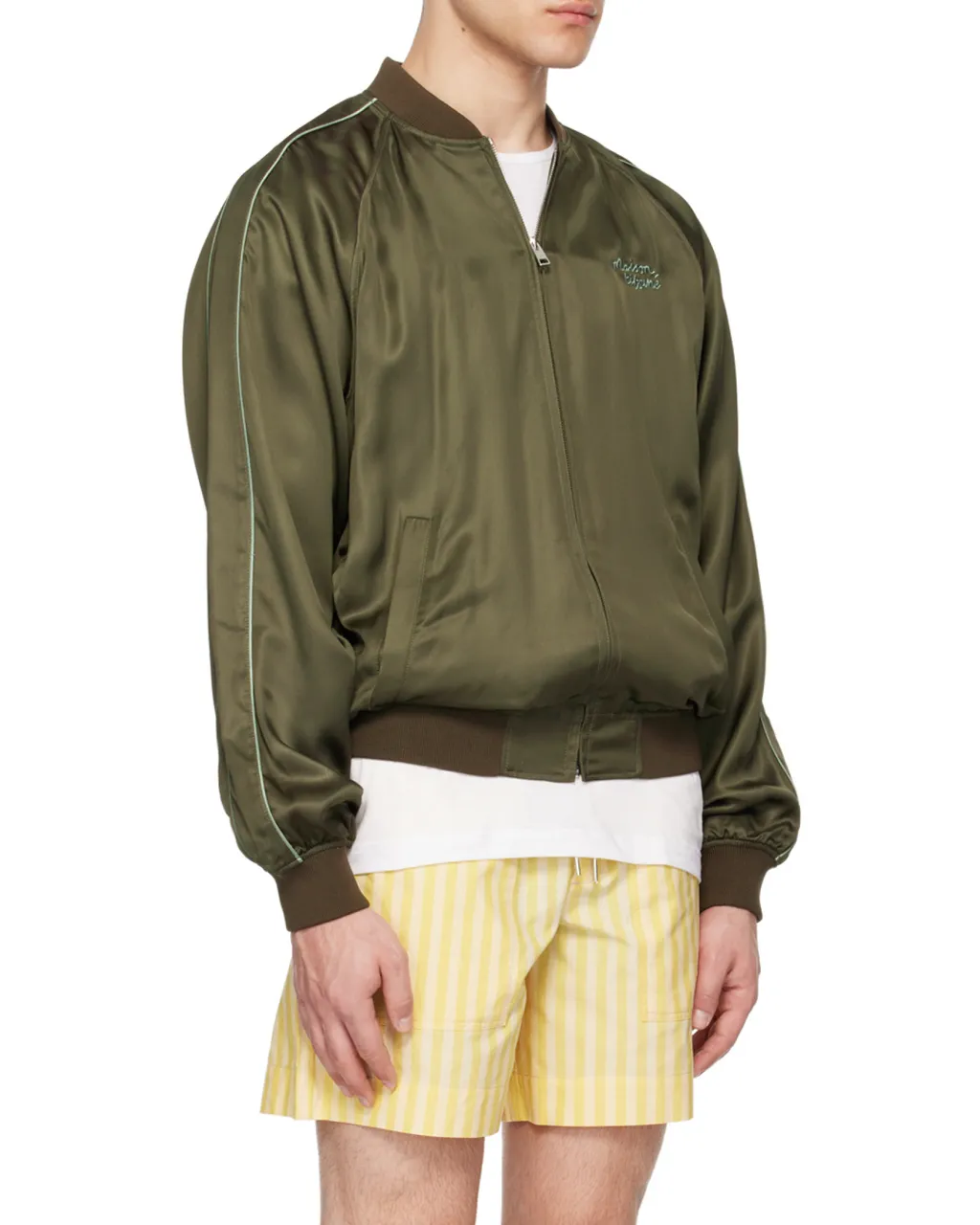 Logo Embroidered Zipper Casual Jacket