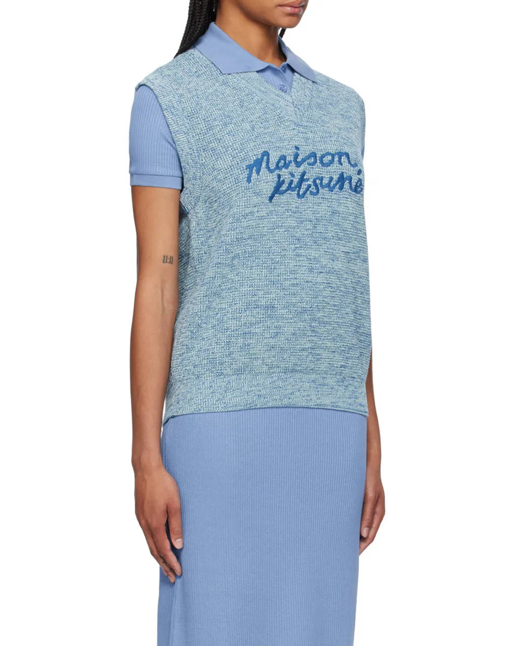 Embroidered-Logo V-Neck Cotton Vest