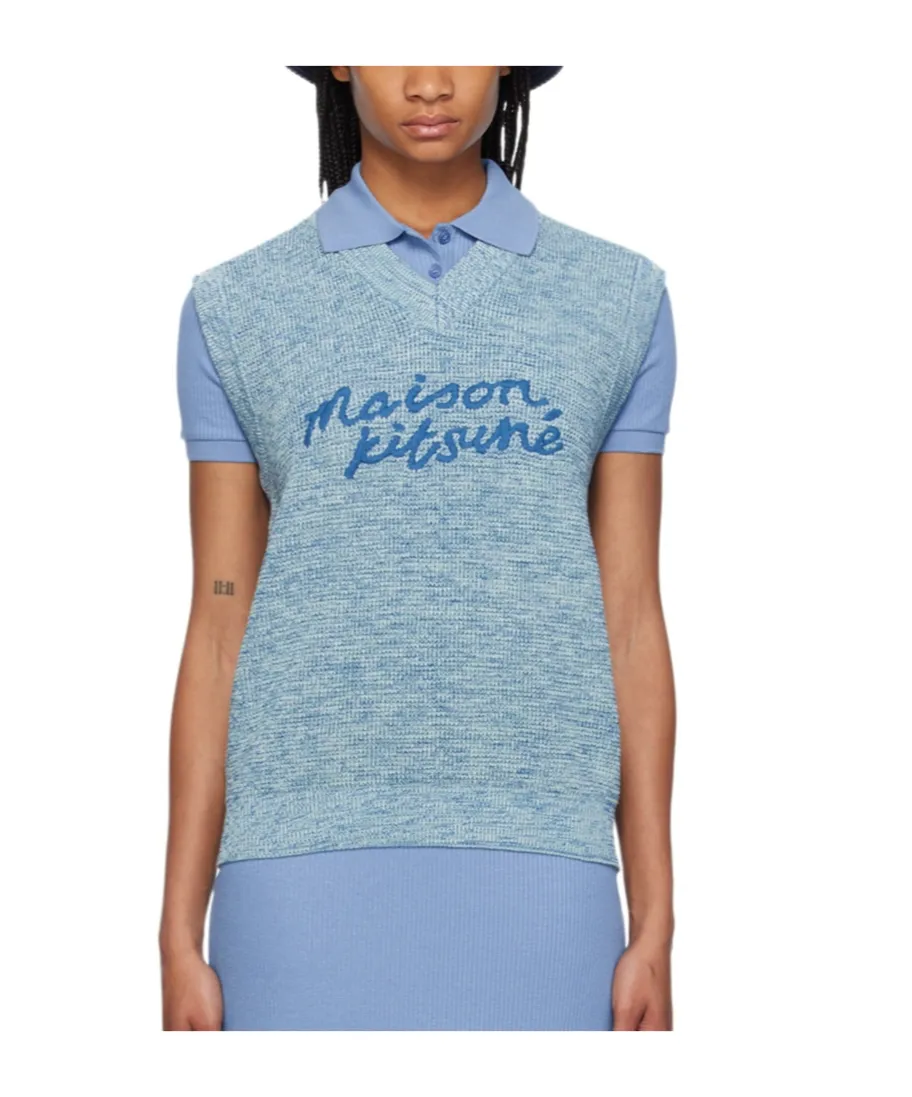 Embroidered-Logo V-Neck Cotton Vest