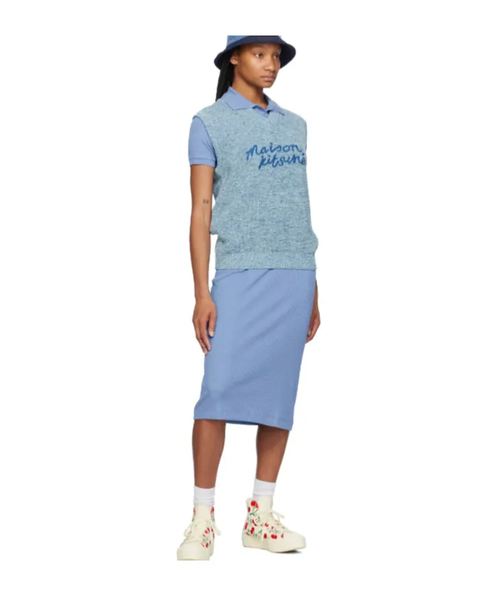 Embroidered-Logo V-Neck Cotton Vest