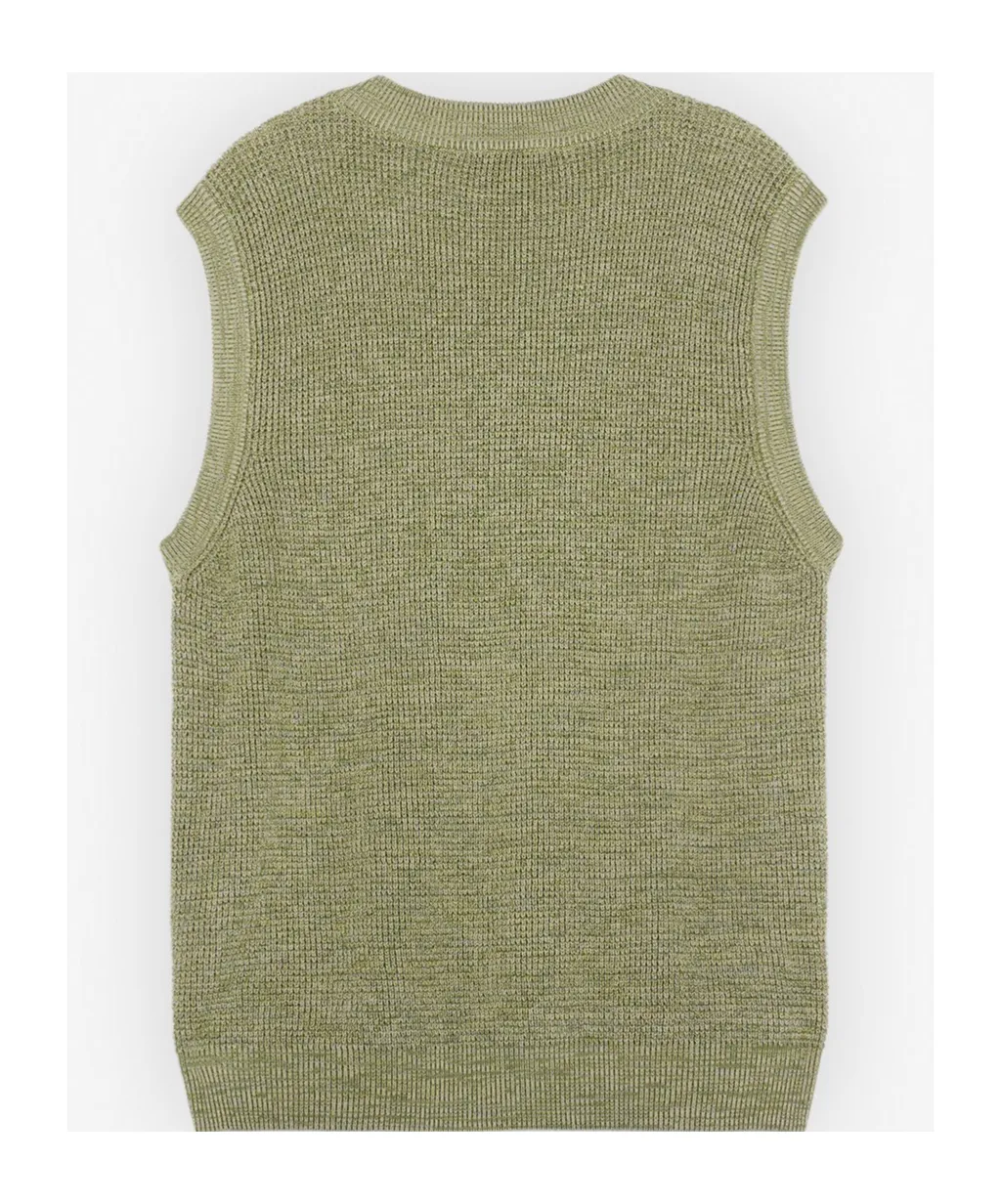 Logo Embroidered V-Neck Knitted Top