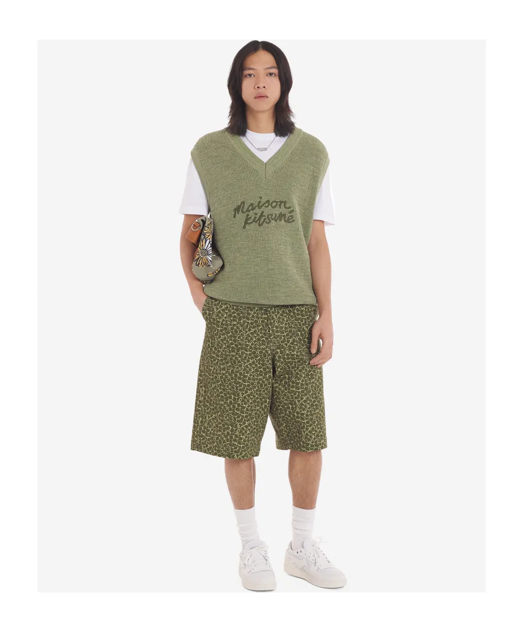 Logo Embroidered V-Neck Knitted Top
