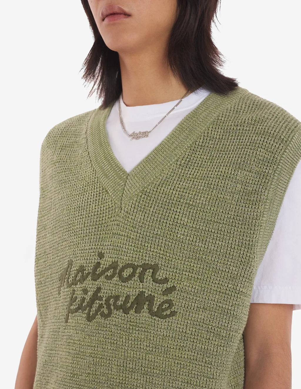 Logo Embroidered V-Neck Knitted Top
