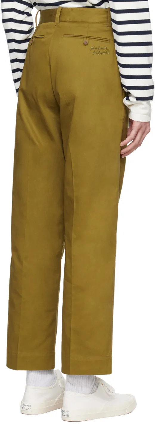 Logo Embroidered Straight-Leg Chinos