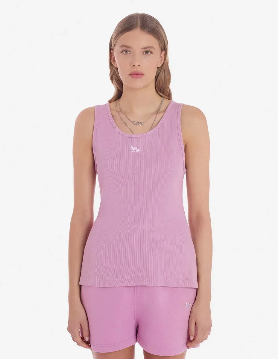 Fox-Motif Ribbed Tank Top