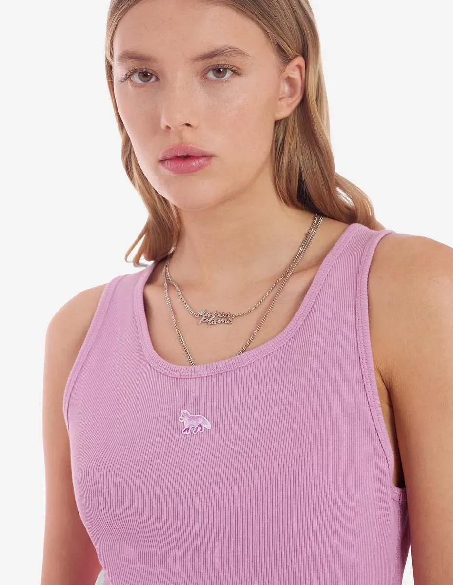 Fox-Motif Ribbed Tank Top