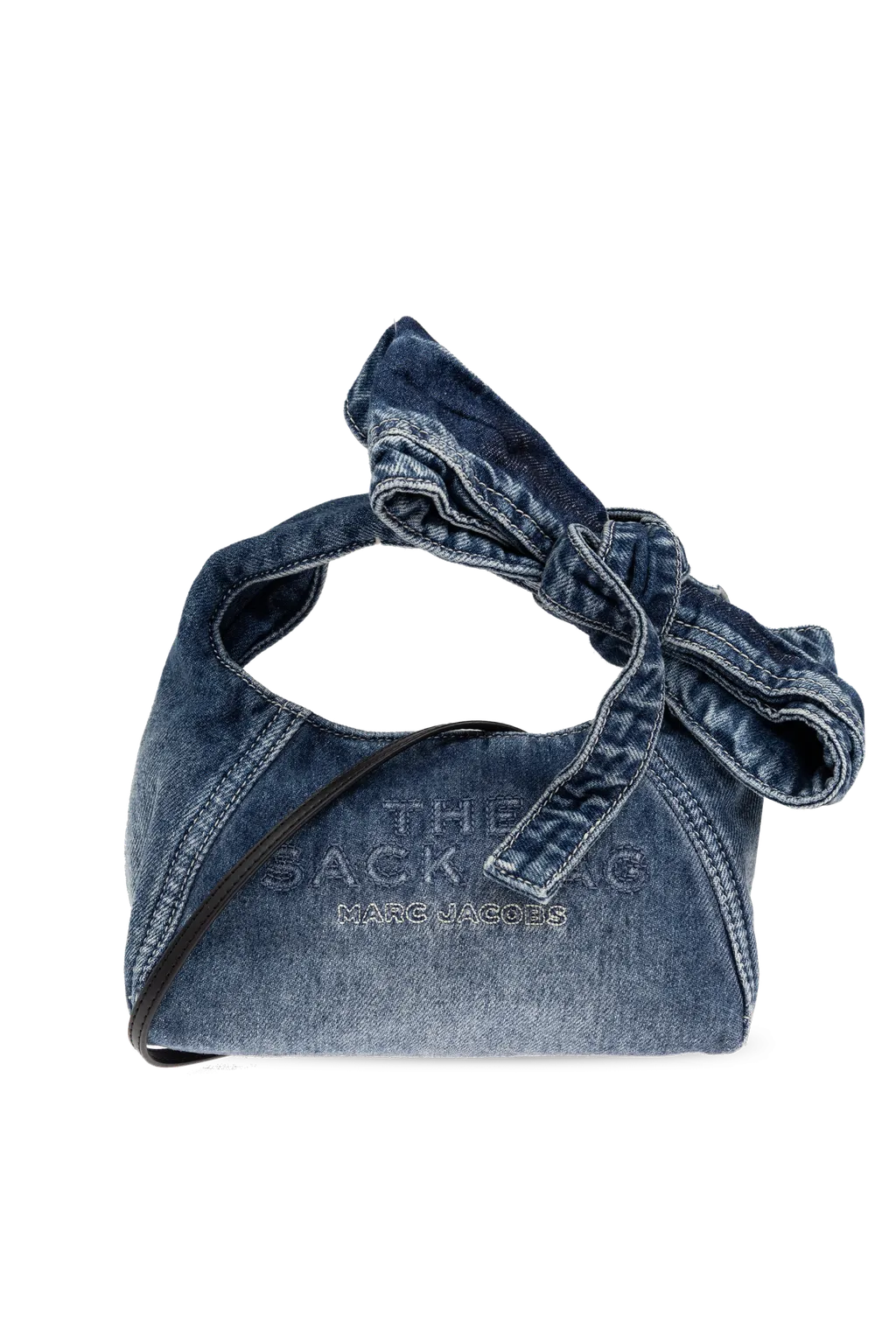 The Bow Denim Mini Sack Bag