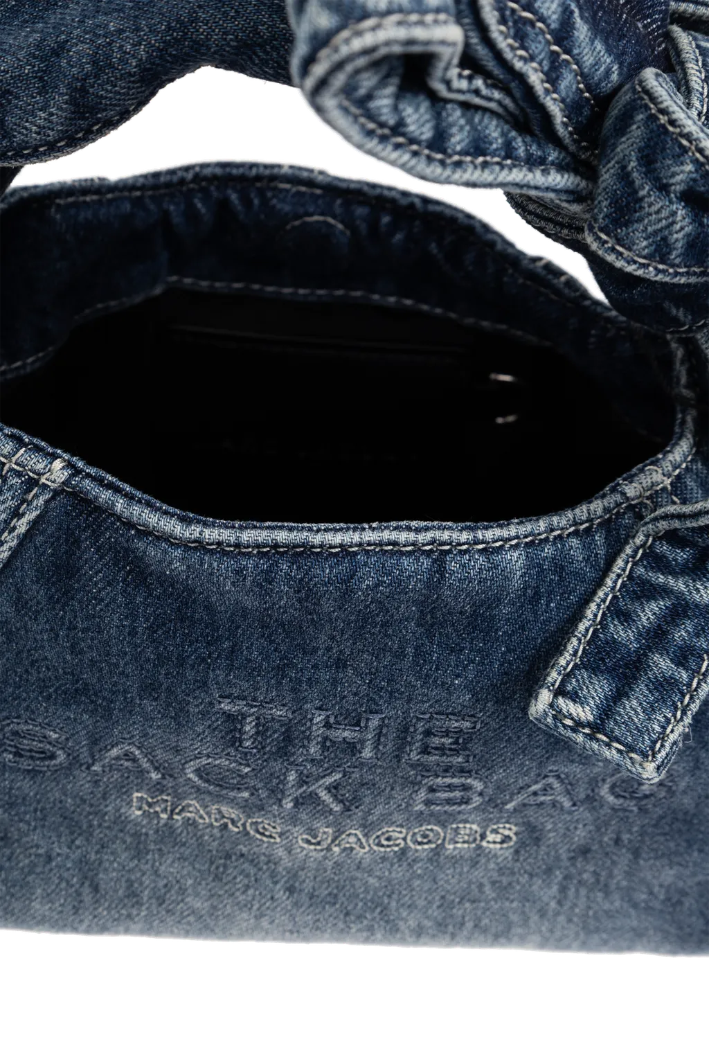 The Bow Denim Mini Sack Bag