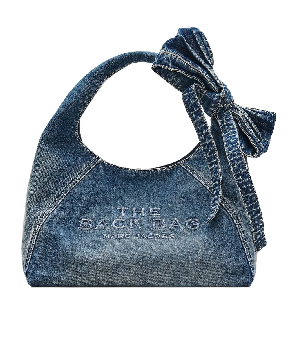 The Bow Denim Sack Bag