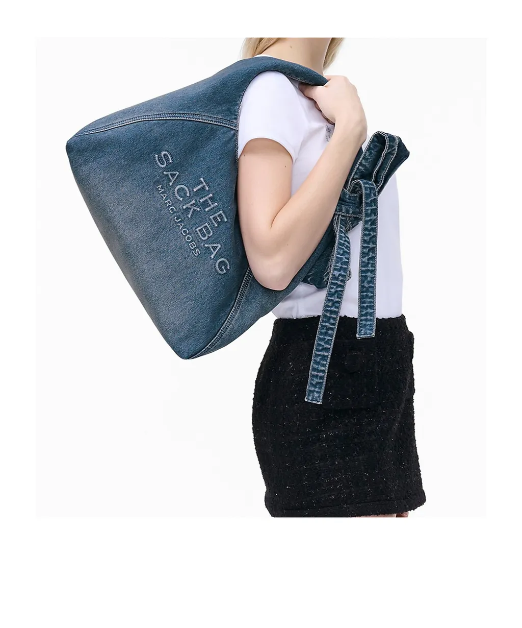 The Bow Denim Sack Bag