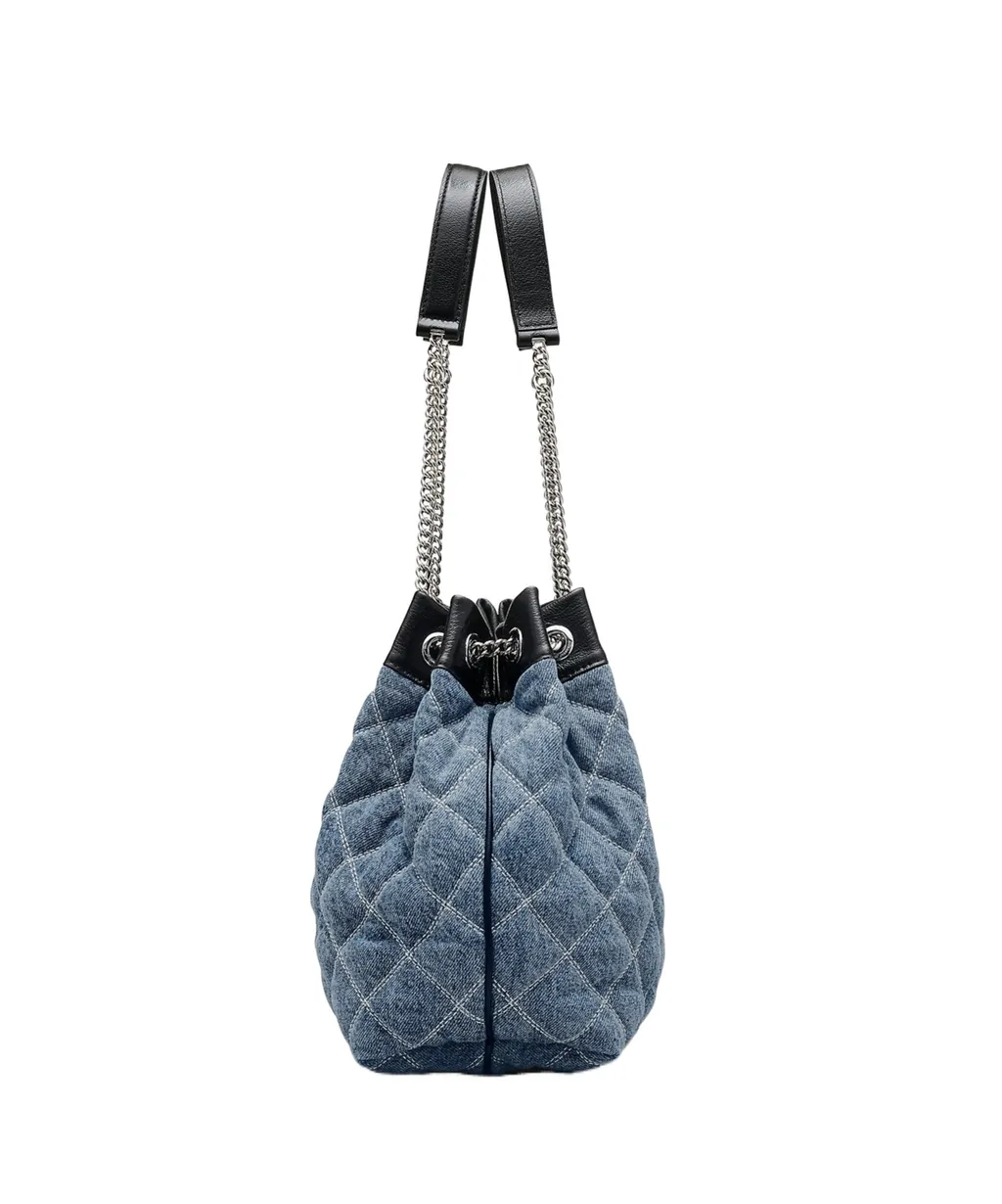 The Quilted Denim Large Chain Sack Bag