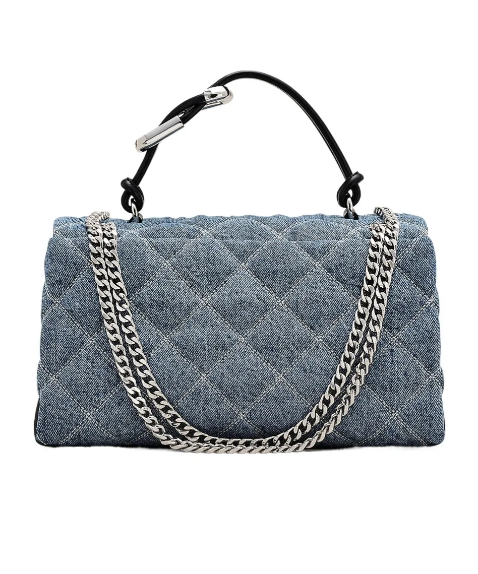 Quilted Denim Dual Convertible Shoulder Bag
