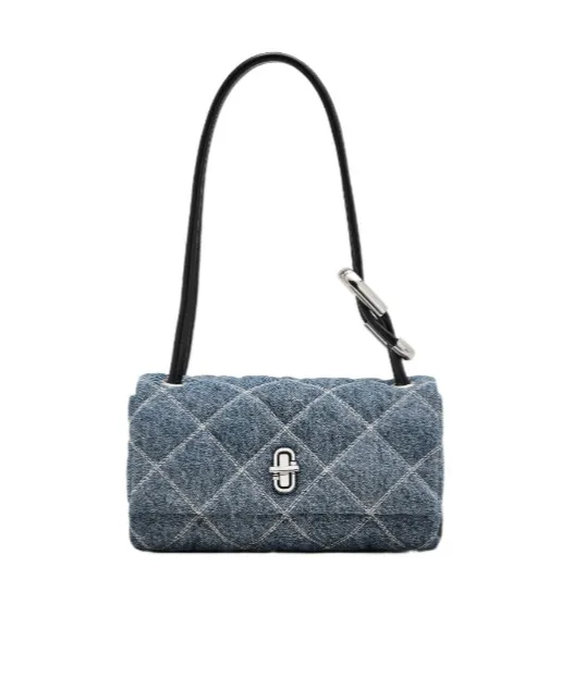 The Quilted Denim Mini Dual Quilted Shoulder Bag