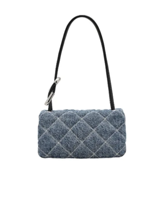 The Quilted Denim Mini Dual Quilted Shoulder Bag