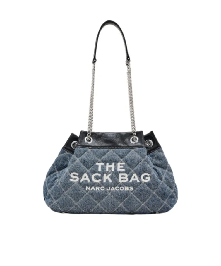 The Quilted Denim Chain Sack Bag