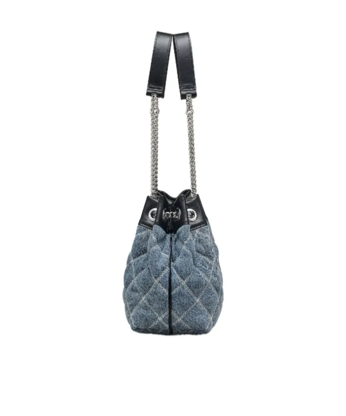 The Quilted Denim Chain Sack Bag